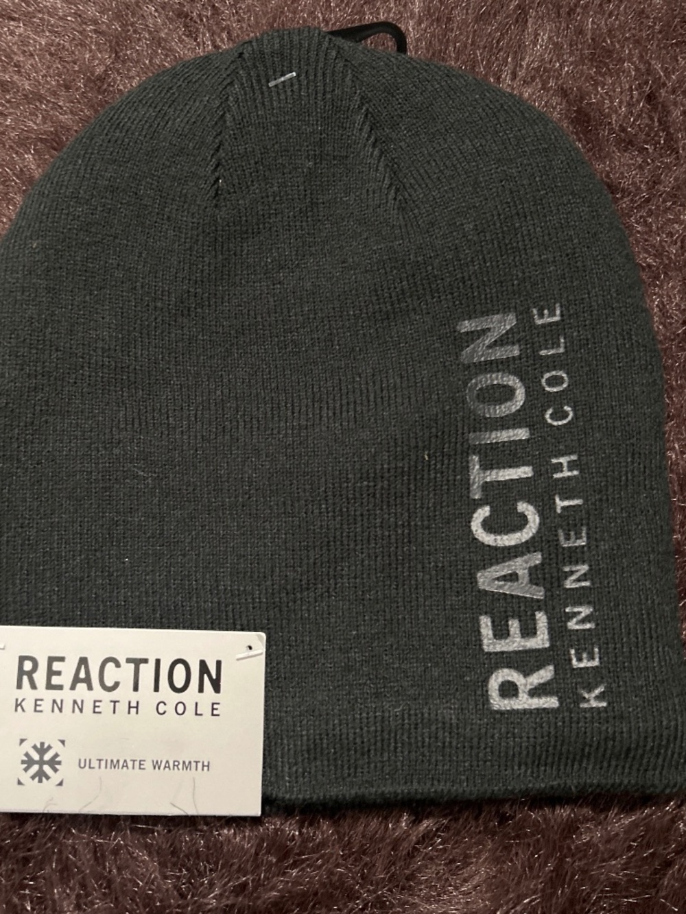 Kenneth Cole Reaction Sherpa Lined Black Beanie Nwt OS